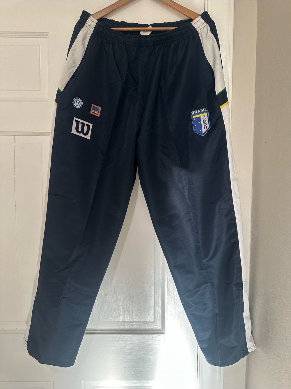 Wilson navy and white Brasil track pants